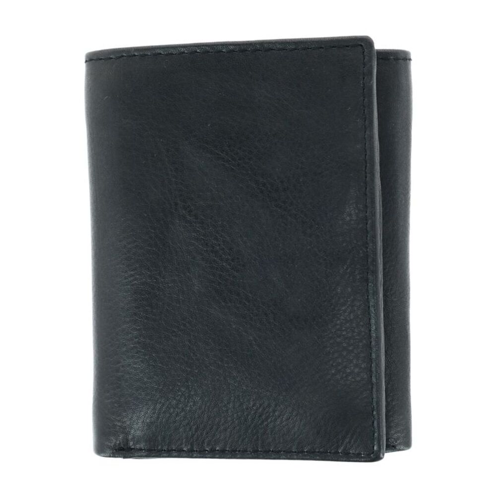 CTM Men's American Bison Leather RFID Trifold Wallet